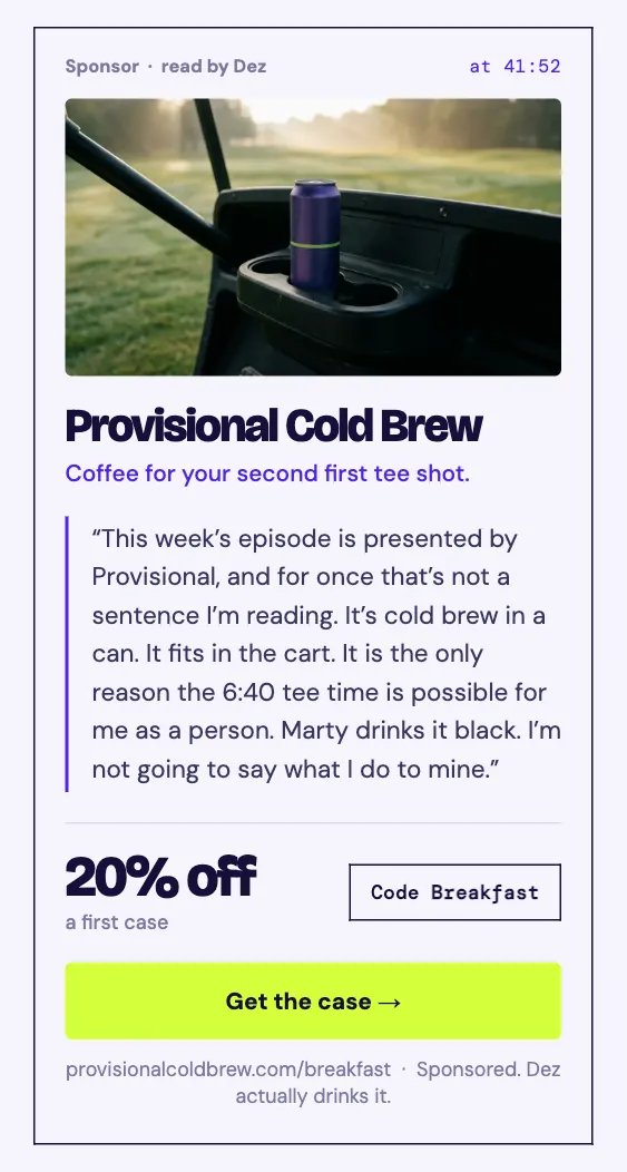 Example sponsor read in a newsletter, invented brand